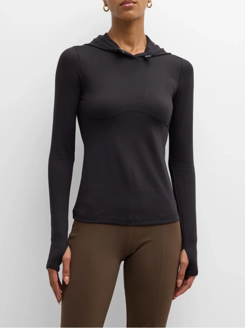 Alo Yoga black Alosoft Hooded Runner long-sleeve top